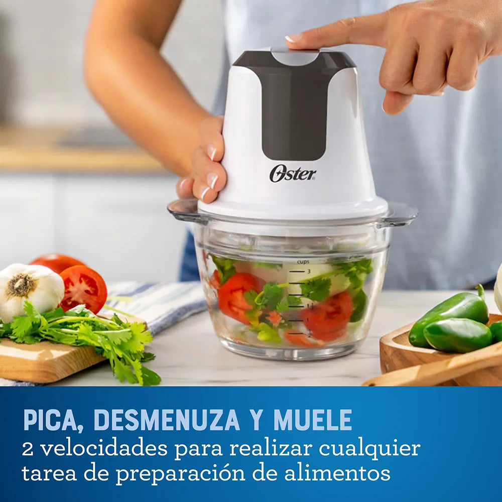 Mini picadora Oster® 3 tazas con tazón de vidrio FPSTFP3340