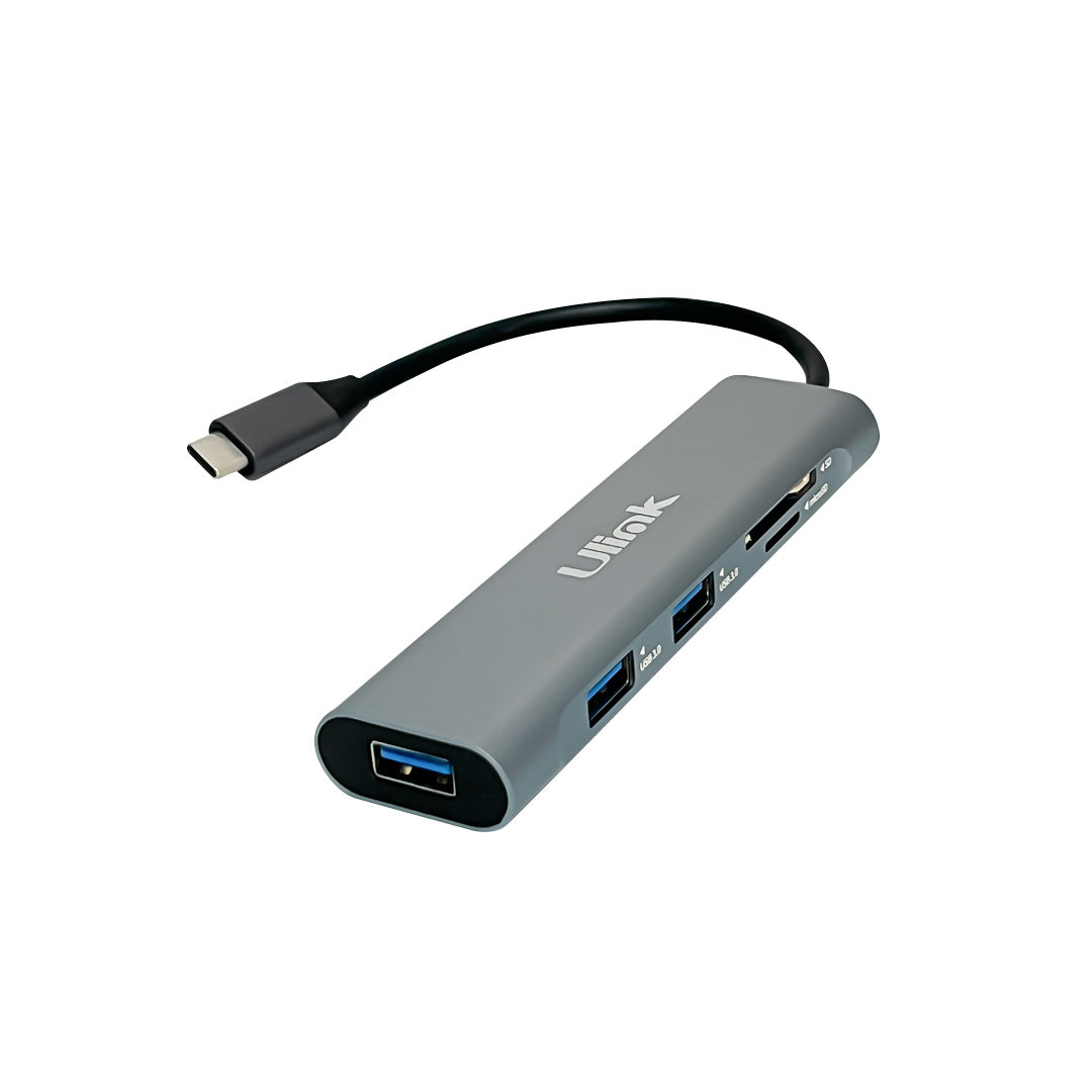 Adaptador Multipuerto USB C 5 en 1- USB3.0*3, SD*1-MicroSD*1 Aluminio / mod. UL-ADC530RD