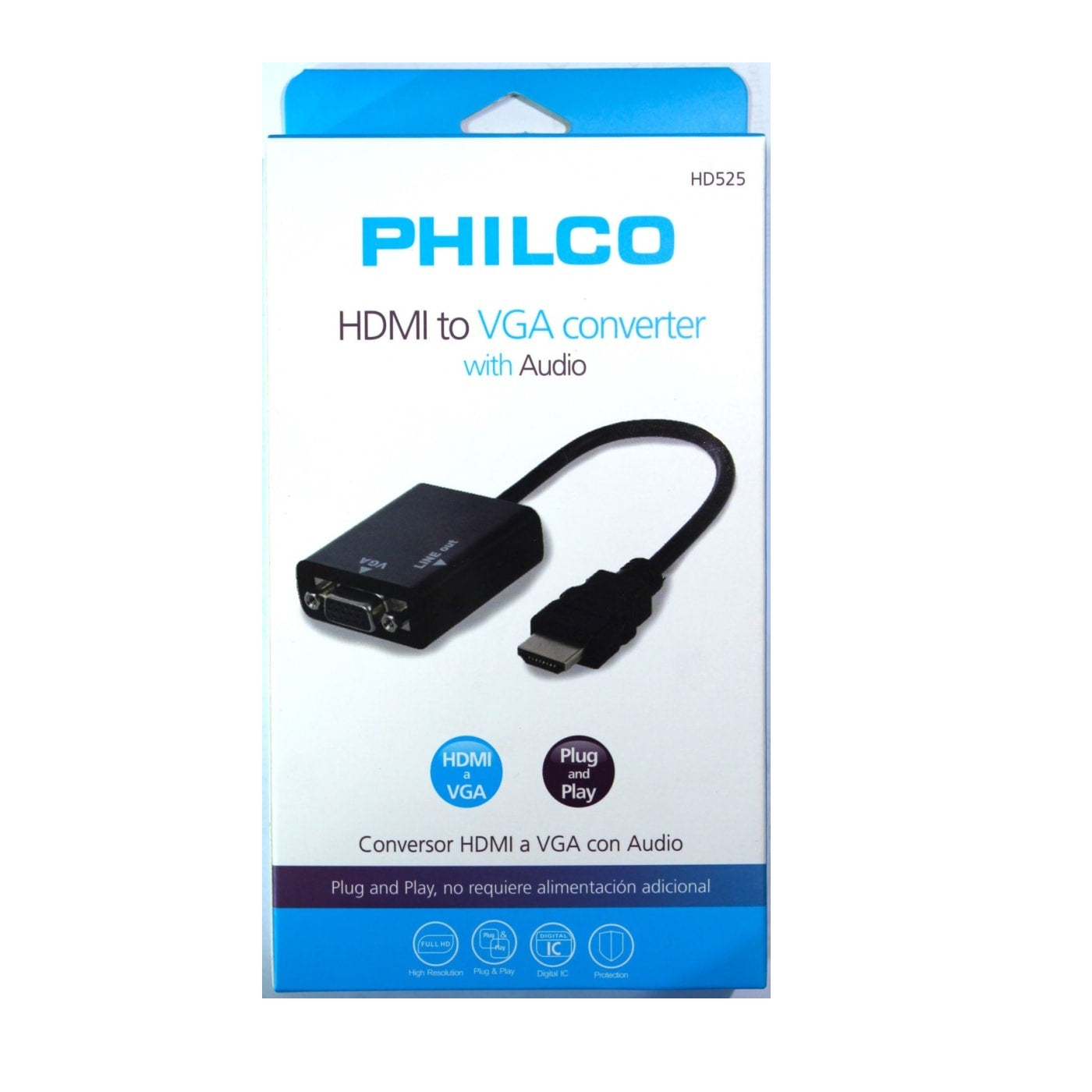 Conversor HDMI a VGA Con Audio HD525 Philco