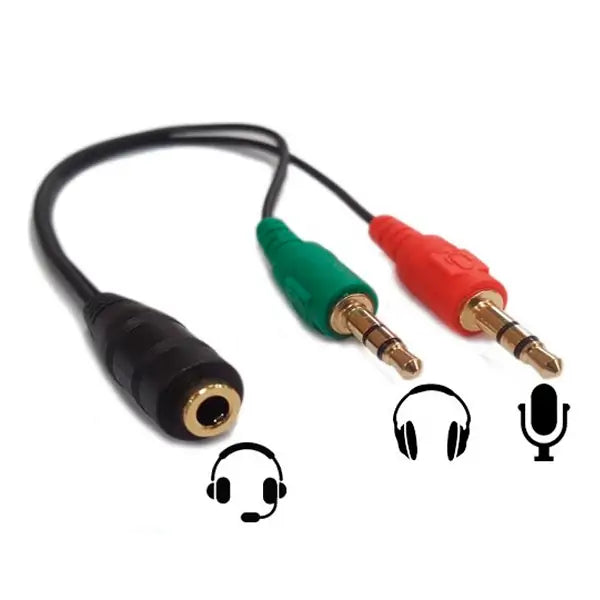 Cable De Audio 3,5mm Hembra a 2 Plug 3,5mm Macho