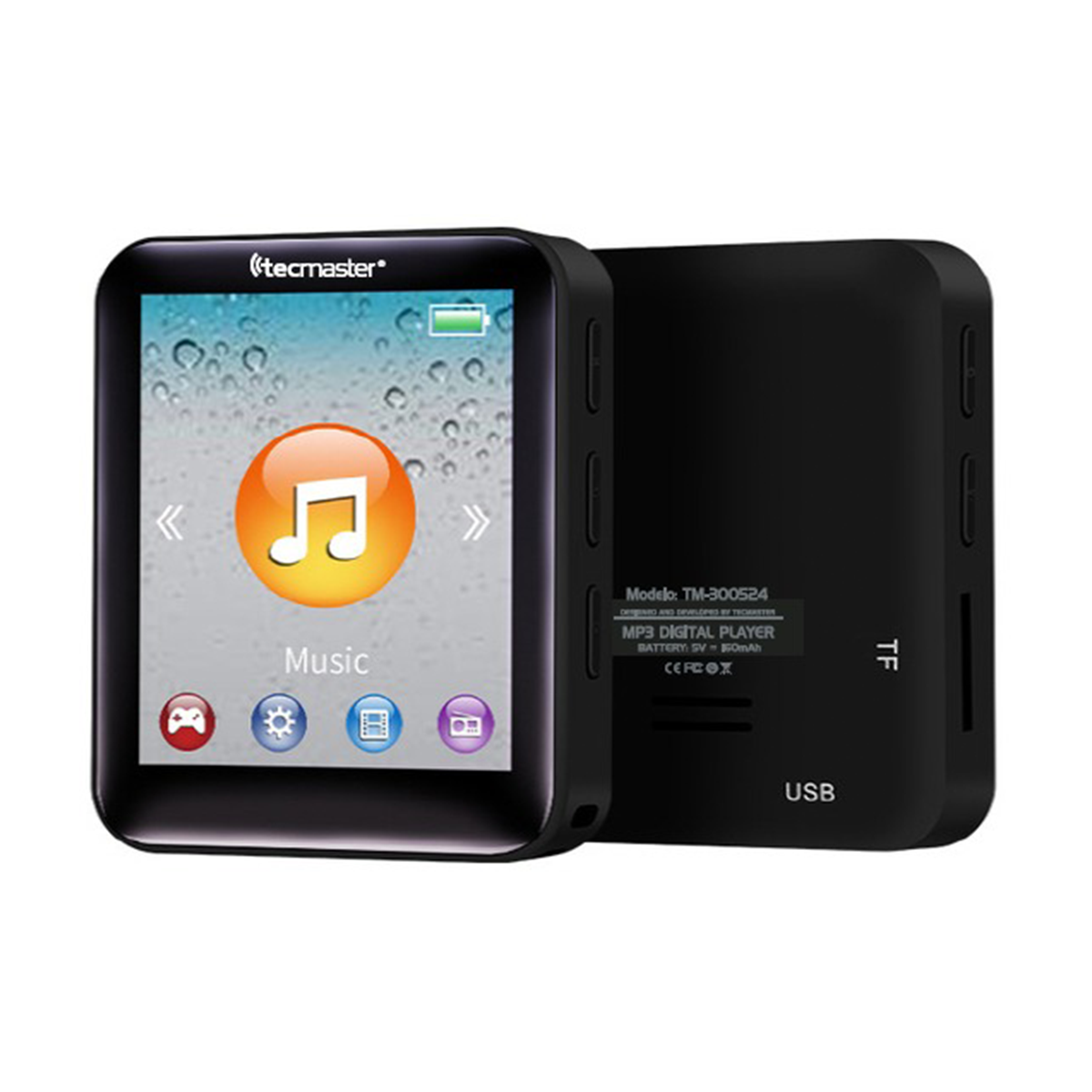 MP3 Touch Wireless Tecmaster 16 Gb + Audífono 3.5mm Black