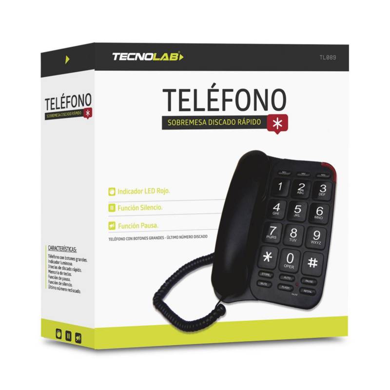 Teléfono Sobremesa Tecnolab TL089 Black