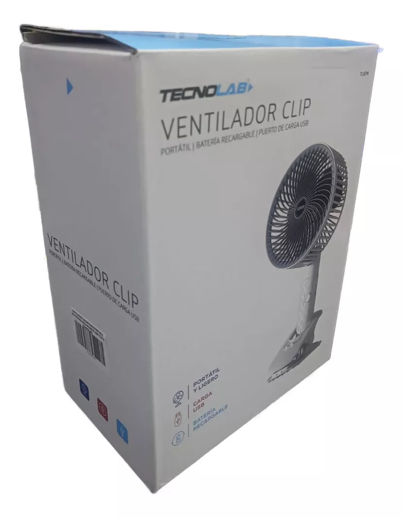 Mini Ventilador Escritorio Recargable Con Clip Tecnolab