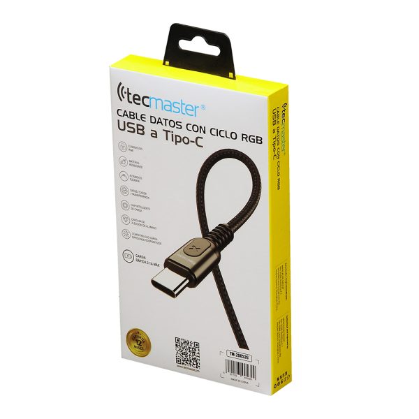 Cable Datos Con Ciclo RGB USB TIPO-C.