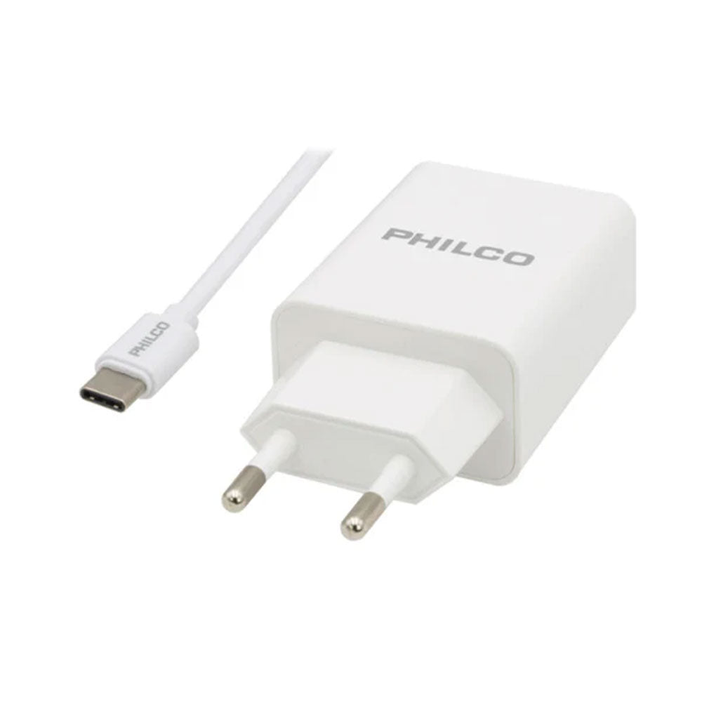 Cargador Philco Qualcom 3.0 Con Cable Tipo C Blanco QC619
