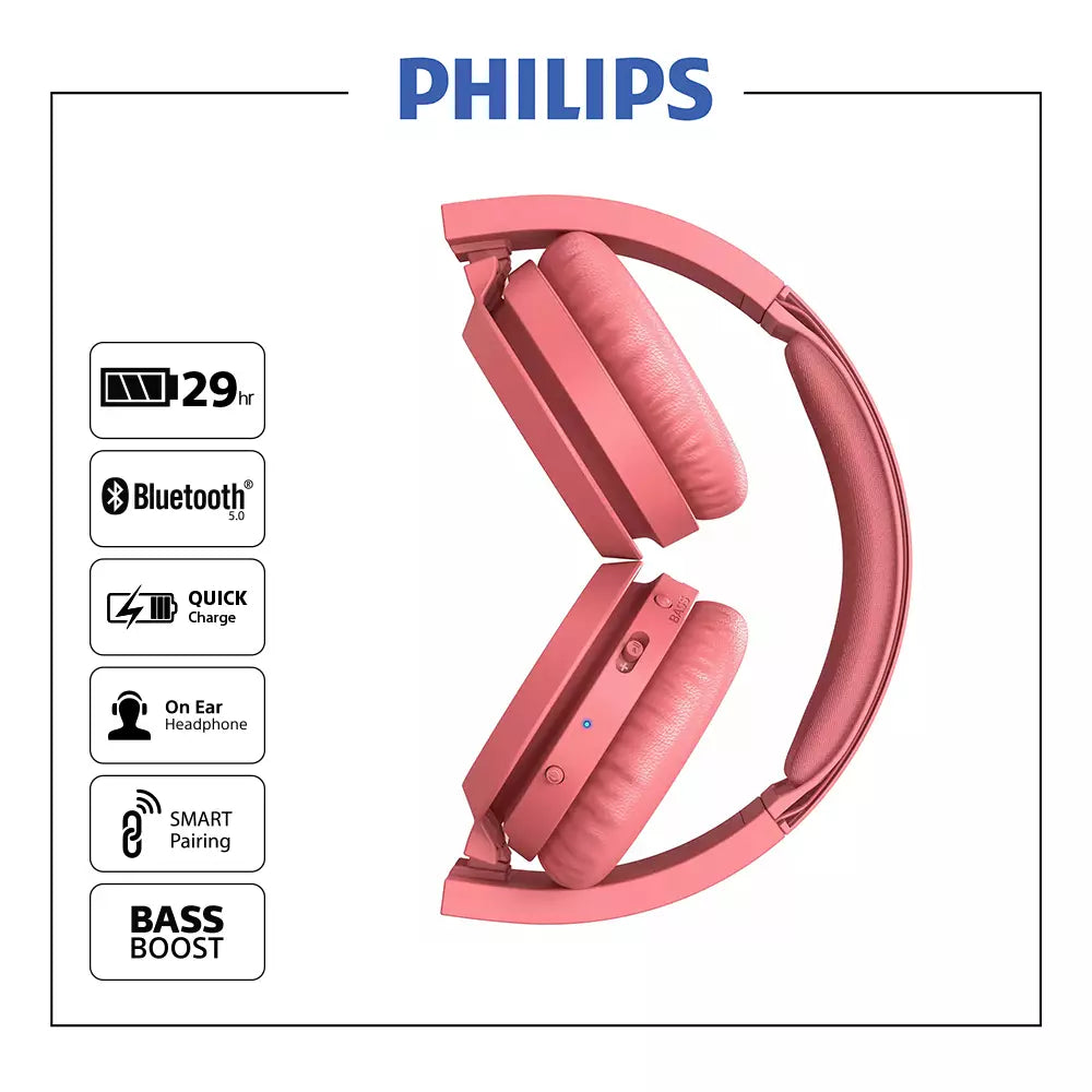 Audifonos Philips Over Ear Bluetooth TAH4205 ROJO