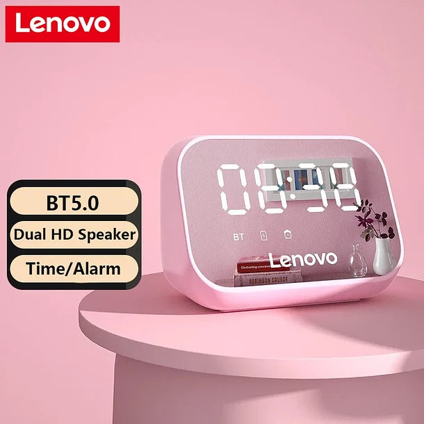 Parlante Bluetooth Lenovo TS13 Reloj Despertador Digital Pink